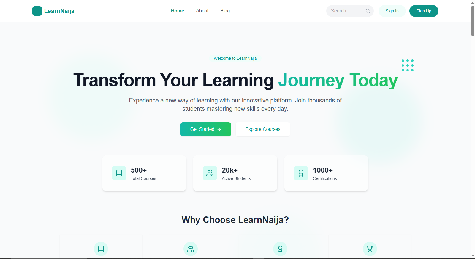 Learn Naija - E-learning Web App